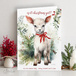 Carte Aquarelle Noël Chèvre Bébé Est-il Noël Pourtant