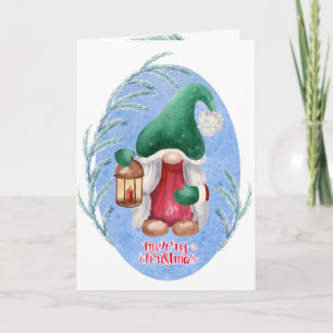 Carte Aquarelle Noël Gnome