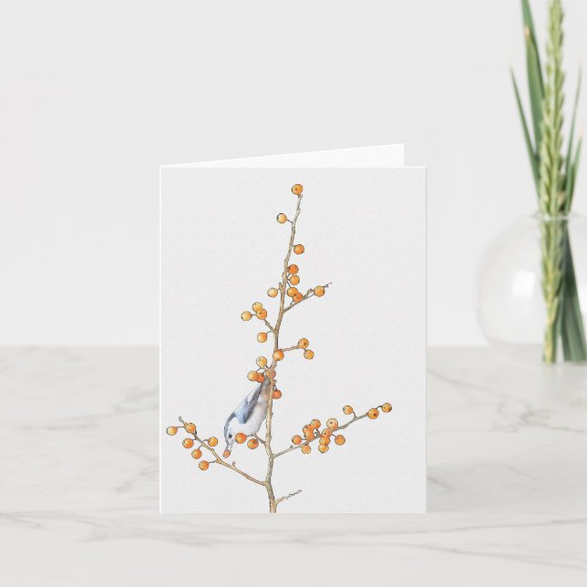 Carte Aquarelle Nuthatch Bird Note (Devant)