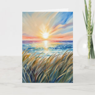 Carte Aquarelle Ocean Sunrise Penser à vous