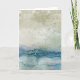 Carte Aquarelle océanique bleue et beige abstraite