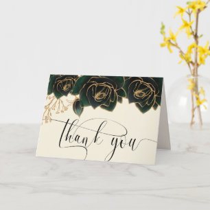 Carte Aquarelle or Vert Rose Merci