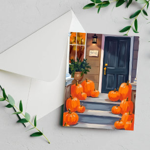 Carte aquarelle orange automne étapes citrouille