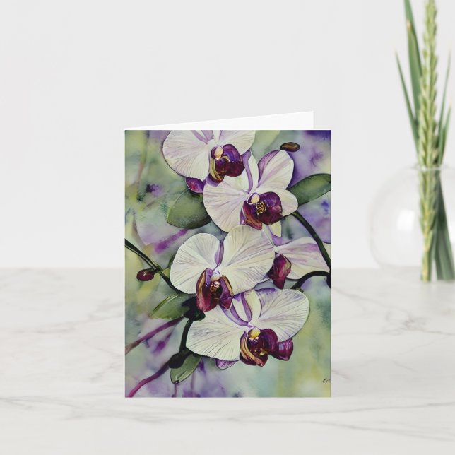 Carte Aquarelle orchidées personnalisables (Devant)