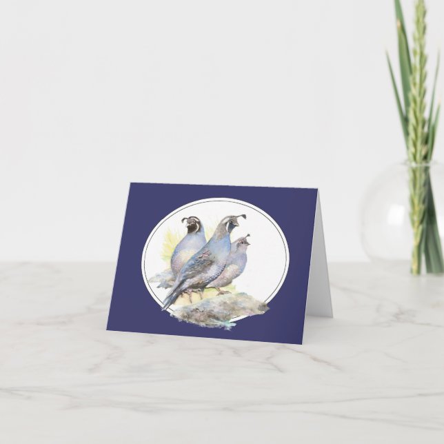 Carte Aquarelle originale California Quail Bird (Devant)