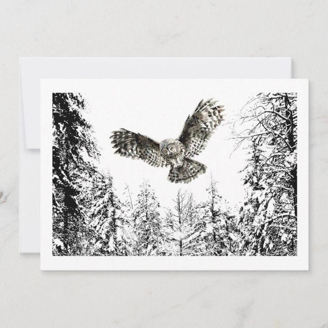 Carte Aquarelle originale Frappe ou Chasse Chouette Oise (Devant)