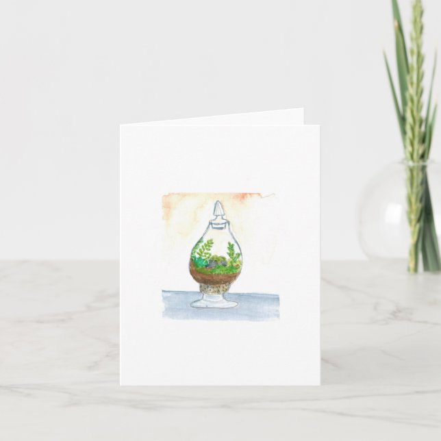 Carte Aquarelle originale - mini-serre de pot de (Devant)