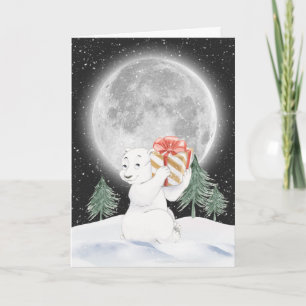 Carte Aquarelle Ours polaire de Noël