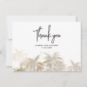 Carte Aquarelle Palm Trees Mariage Merci