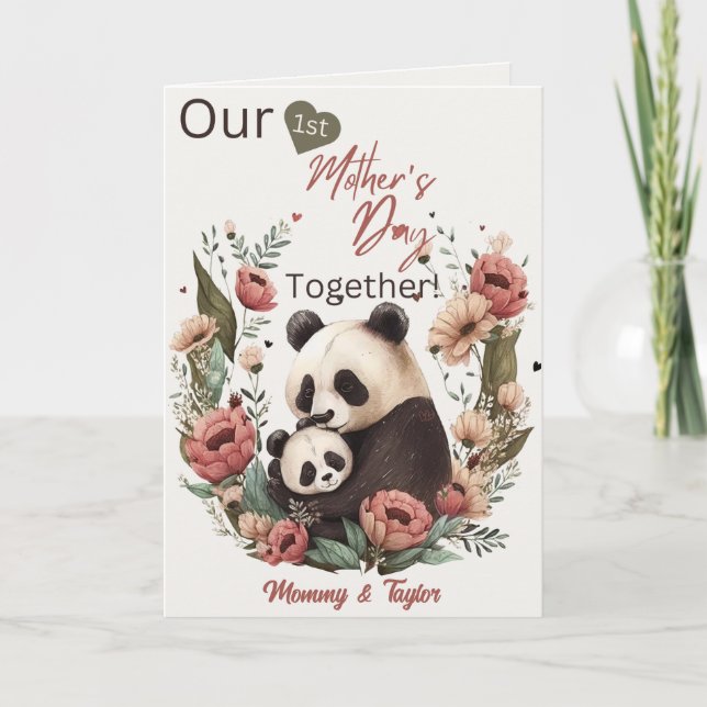 Carte Aquarelle Panda and Cub, Fête des mères (Devant)
