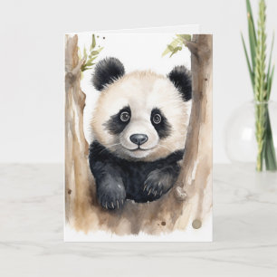Carte Aquarelle Panda Bear Ping pense à vous