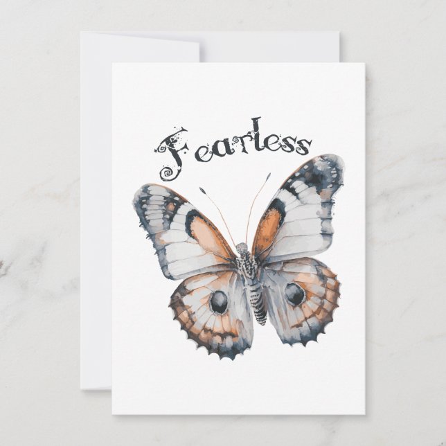 Carte Aquarelle papillon sans peur Conception graphique, (Devant)