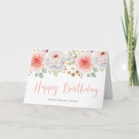 Aquarelle Pêche Peonies et Feuilles d'or Anniversa