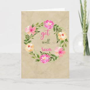 Carte Aquarelle Peinte Fleur Wreath Se Bien