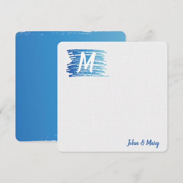 Carte Aquarelle Peinture avec Monogramme (Devant / Derrière)