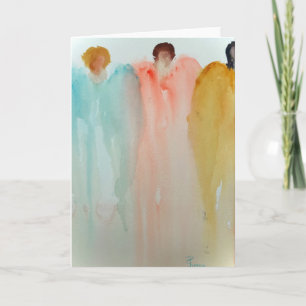Carte Aquarelle Peinture de 3 anges, figures ou femmes
