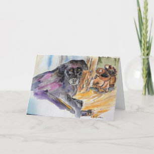 Carte aquarelle peinture de chiot du Montana + vers doux