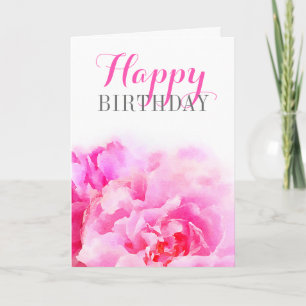 Carte Aquarelle Peony rose Floral Anniversaire