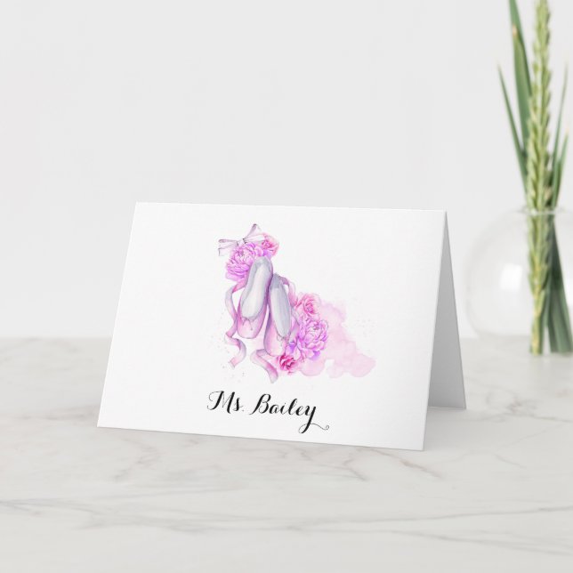 Carte Aquarelle personnalisée de l'enseignant de ballet (Devant)