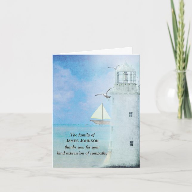 Carte Aquarelle Phare blanc pour Merci de Sympathie (Devant)