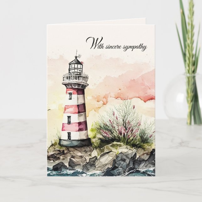 Carte Aquarelle Phare Peinture Sympathie (Devant)