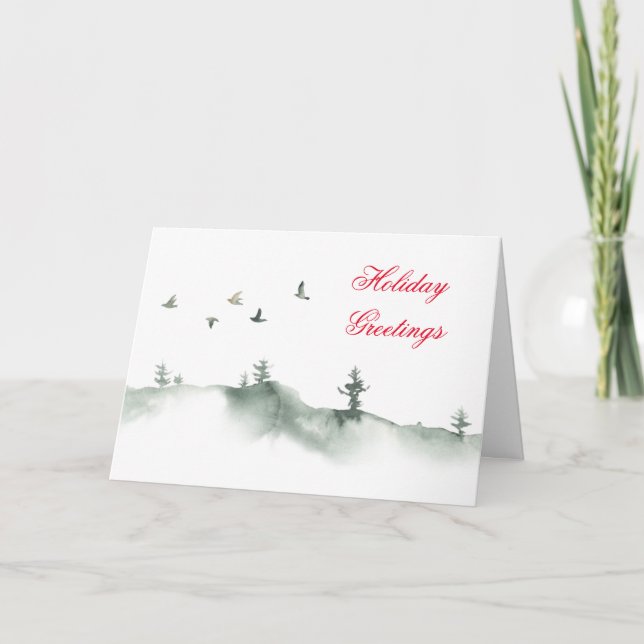 Carte Aquarelle Pine Arbres Noël (Devant)