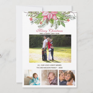 Carte Aquarelle Poinsettia 4 Collage Multiphoto