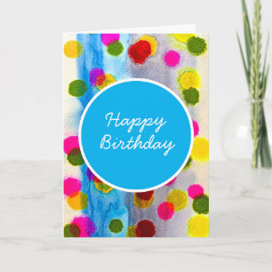 Carte Aquarelle pois bleue abstraite