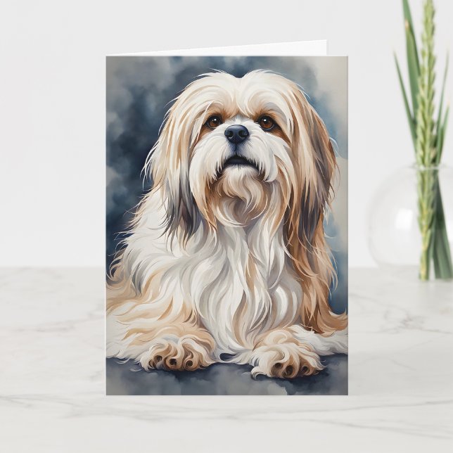 Carte Aquarelle Portrait Doux Chien Chien Chien Chien Bl (Devant)