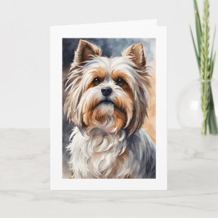 Carte Aquarelle Portrait Pose Douce Shih Tzu Blank
