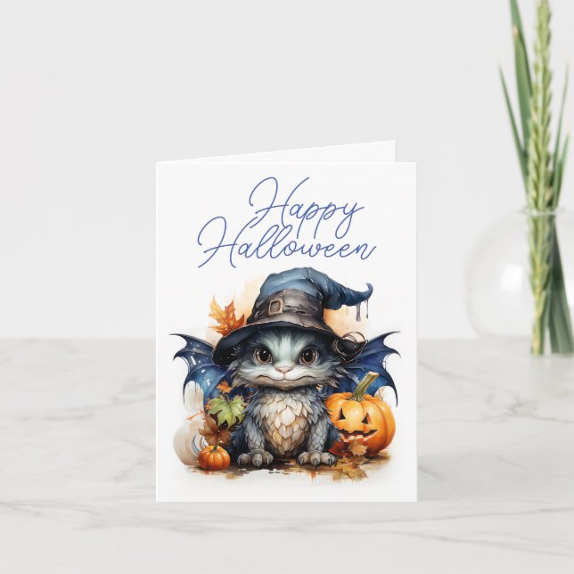 Carte Aquarelle pour enfants mignonne Dragon Bébé Hallow (Devant)