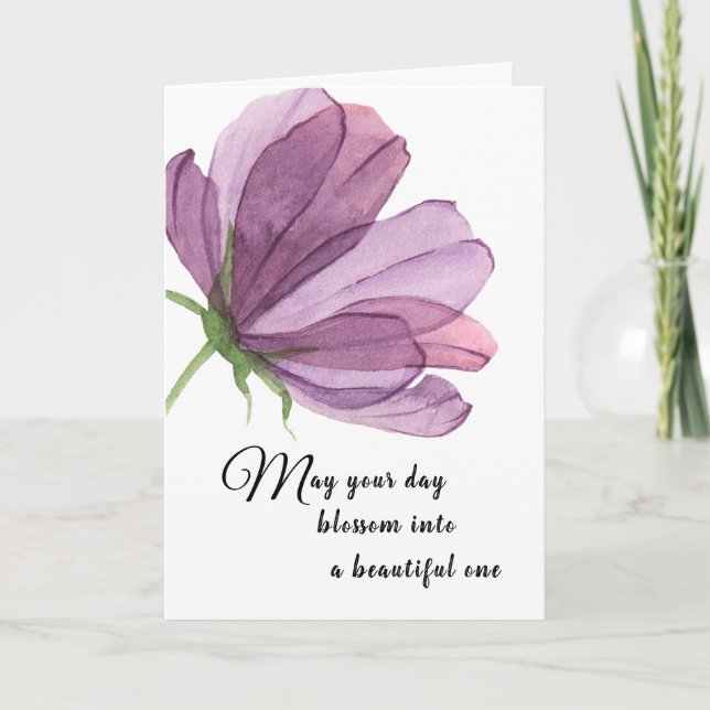Carte Aquarelle Purple Ajouter Nom Elegant Anniversaire  (Devant)