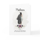 Aquarelle Purple Floral Graduation Brunette Girl