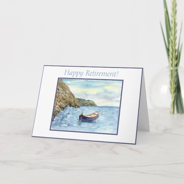 Carte Aquarelle Retraite Côte Amalfi Avec Bateau (Devant)