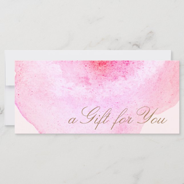 Carte Aquarelle rose Abstraite Certificat cadeau rose (Devant)