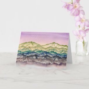 Carte Aquarelle rose Alpine Glow Paysage de montagne
