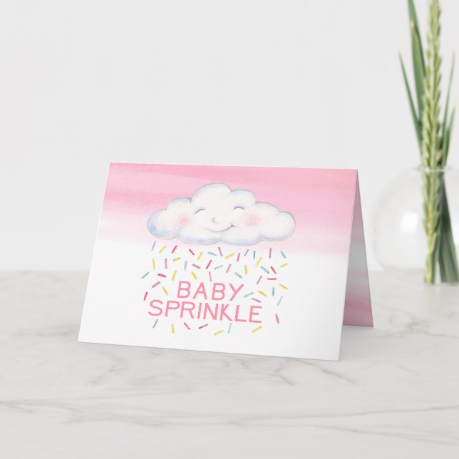 Carte Aquarelle rose de bébé nuage merci (Devant)