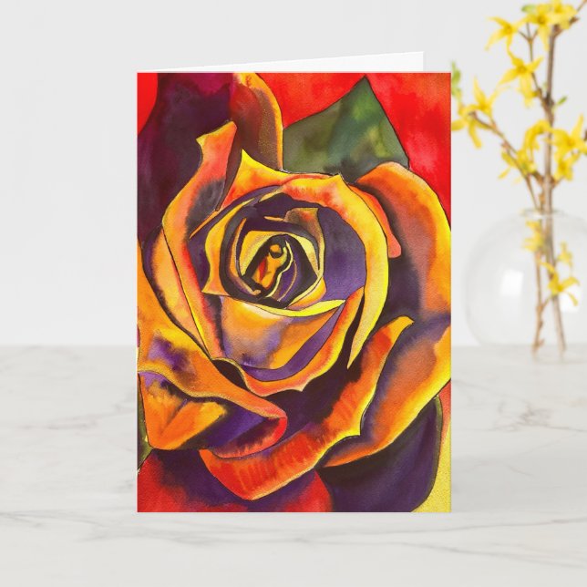 Carte Aquarelle Rose d'or (Fleur jaune)