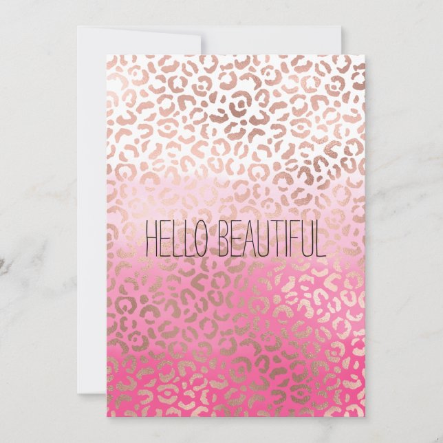 Carte Aquarelle rose Empreinte de léopard personnalisé (Devant)