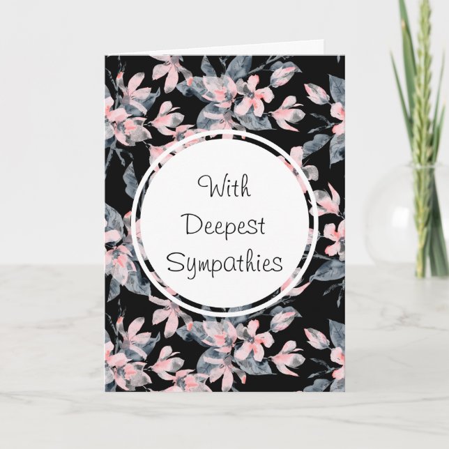 Carte Aquarelle rose et gris Floral Sympathie Motif (Devant)
