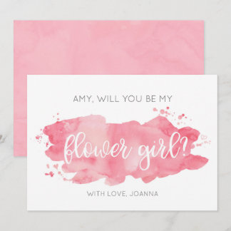 Carte aquarelle rose Ferez-vous ma demoiselle d'ho