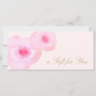 Carte Aquarelle rose florale Certificat cadeau rose