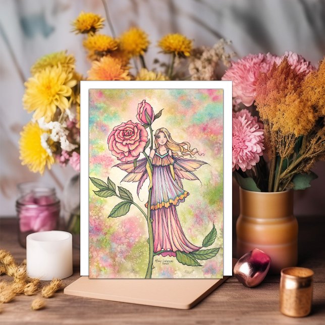 Carte Aquarelle Rose floue (Créateur téléchargé)