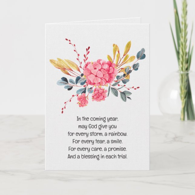 Carte Aquarelle rose Hydrangea Anniversaire (Devant)