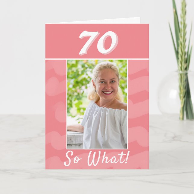 Carte Aquarelle rose Inspirational Photo 70e anniversair (Devant)