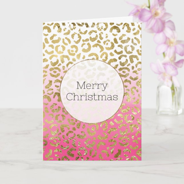 Carte Aquarelle rose léopard d'or (Orchidée)