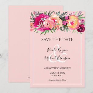 Carte Aquarelle rose Mariage