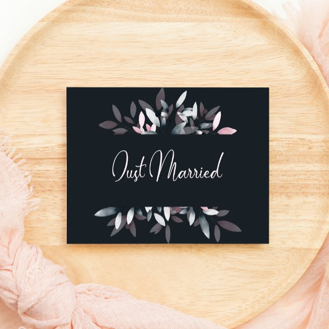 Carte Aquarelle Rose Navy Élégante Floral Juste Marié (Créateur téléchargé)