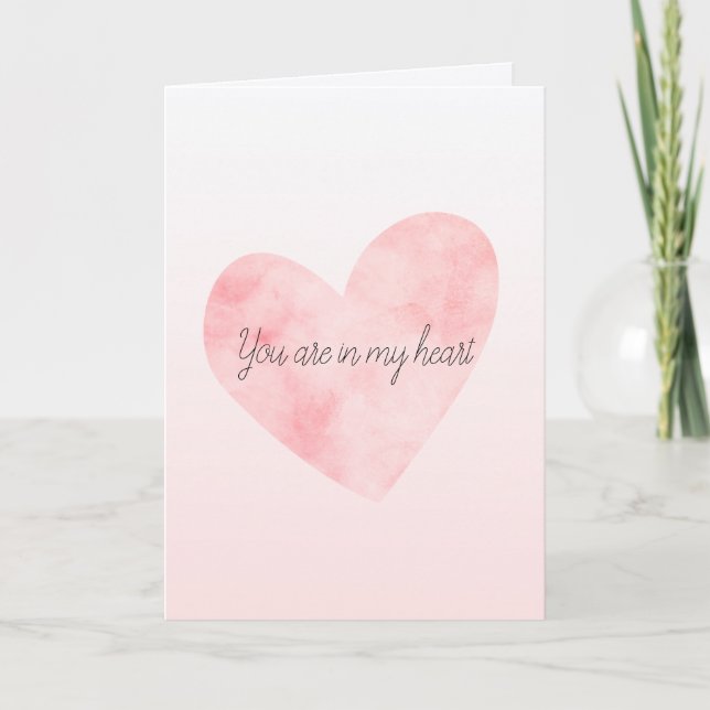 Carte Aquarelle rose pâle Coeur (Devant)