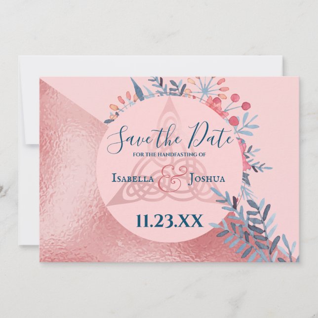 Carte Aquarelle rose Pearl Floral Pagan Enregistrer la d (Devant)